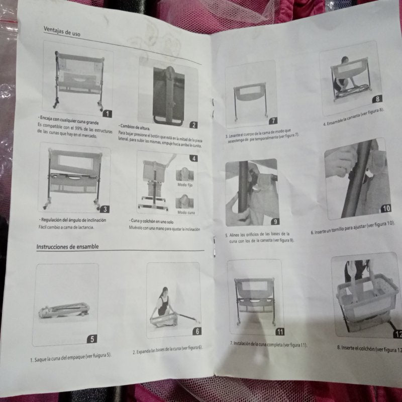 Cuna Colecho Bebesit Hovi Cozy con Colchón y Mosquitero, Rosado