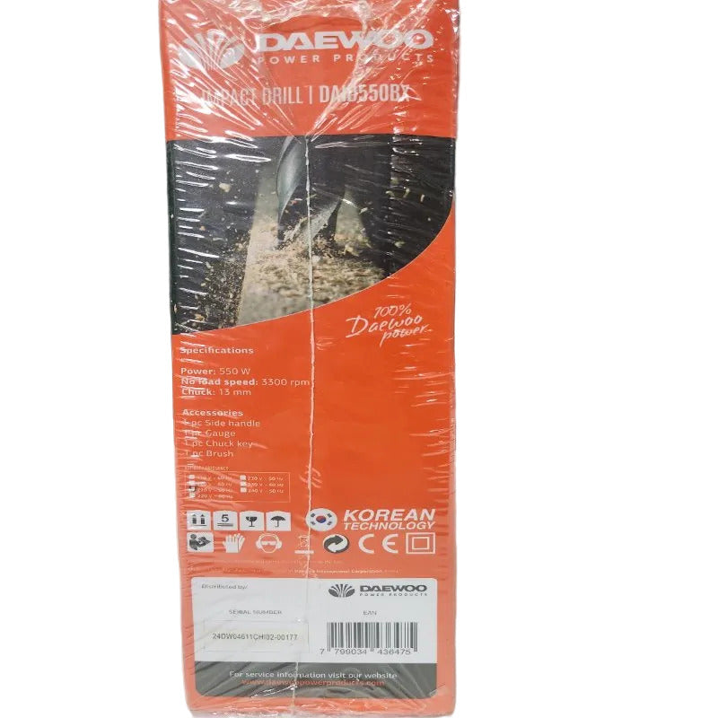 Taladro de Impacto Daewoo DAID550BX 550W 3300RPM, Anaranjado