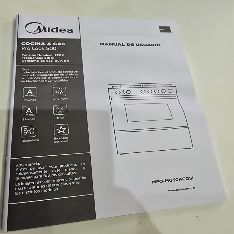 Cocina a Gas 5 Platos Midea MFO-MG30ACQSL, Silver