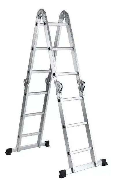Escalera Plegable Multifuncional 12 Peldaños 4x3 Uzafix Gris 150kg