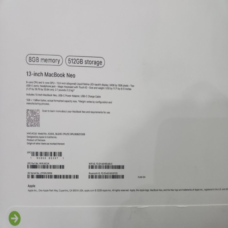 Apple MacBook Neo 13" MHFJ4CI/A A3404 8GB/512GB, Rosado