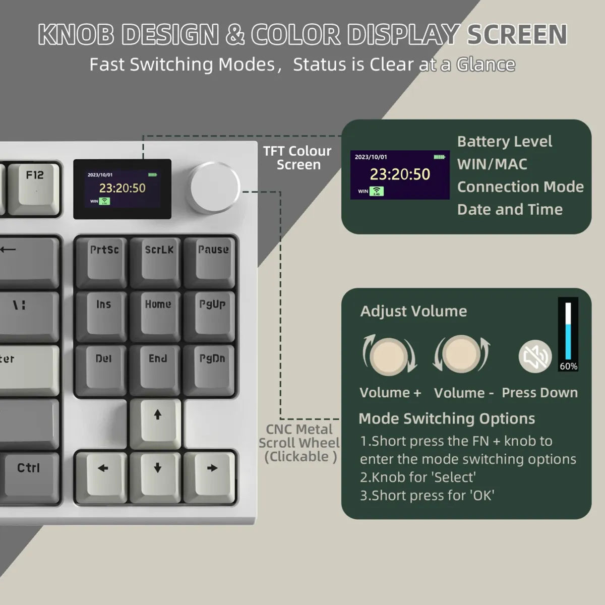 Teclado Mecánico Attack Shark K86 Gris