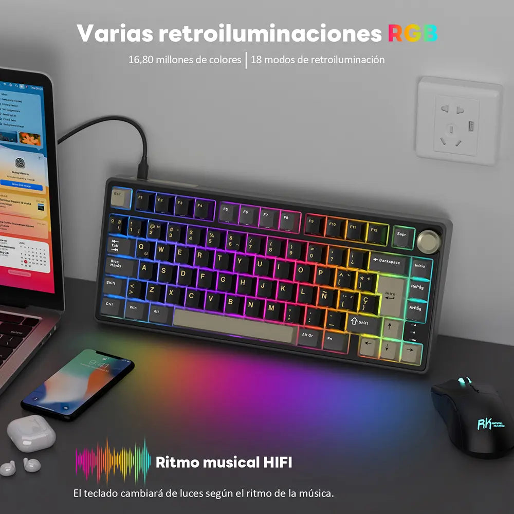 Teclado Mecánico RK Royal Kludge R75, Negro