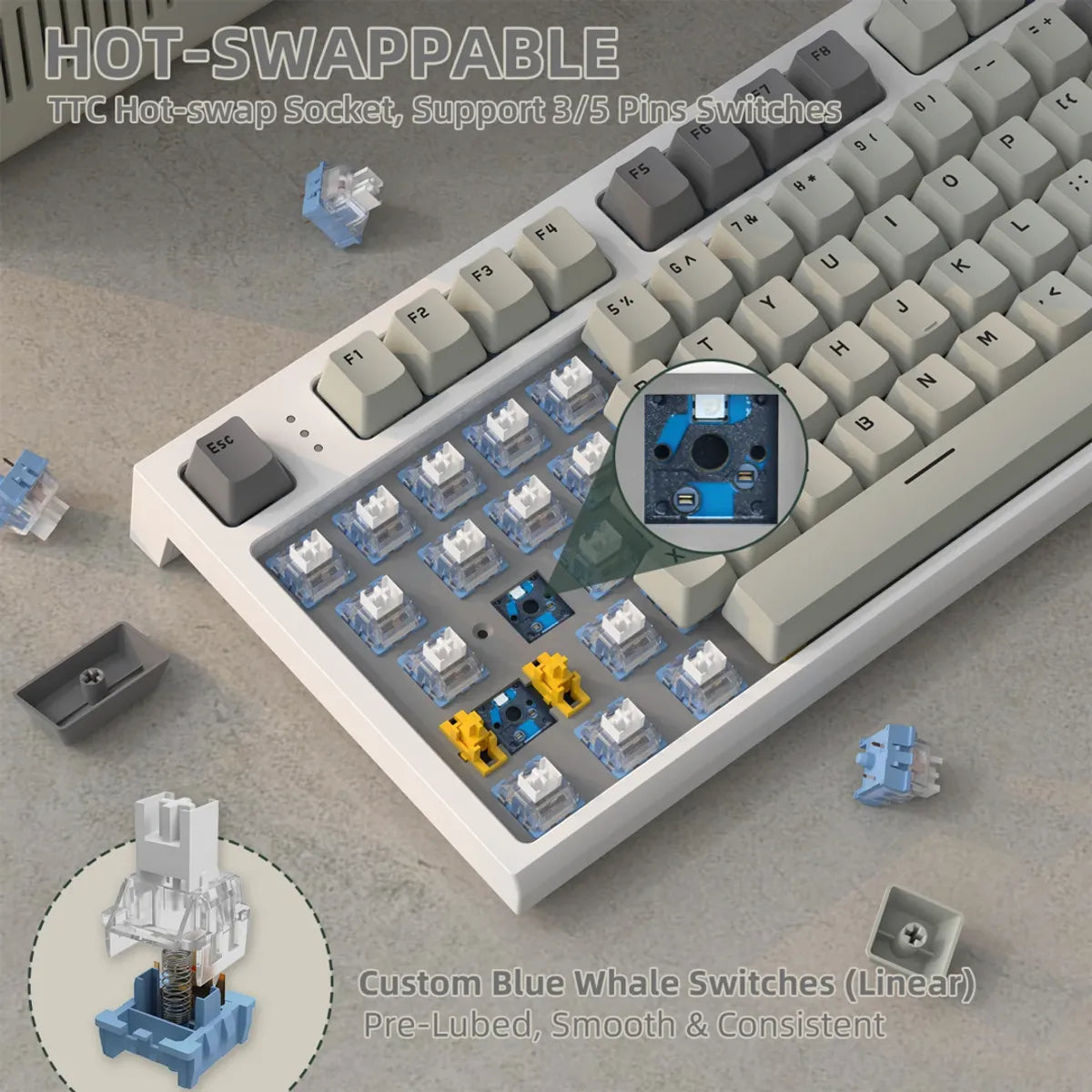 Teclado Mecánico Attack Shark K86 Gris