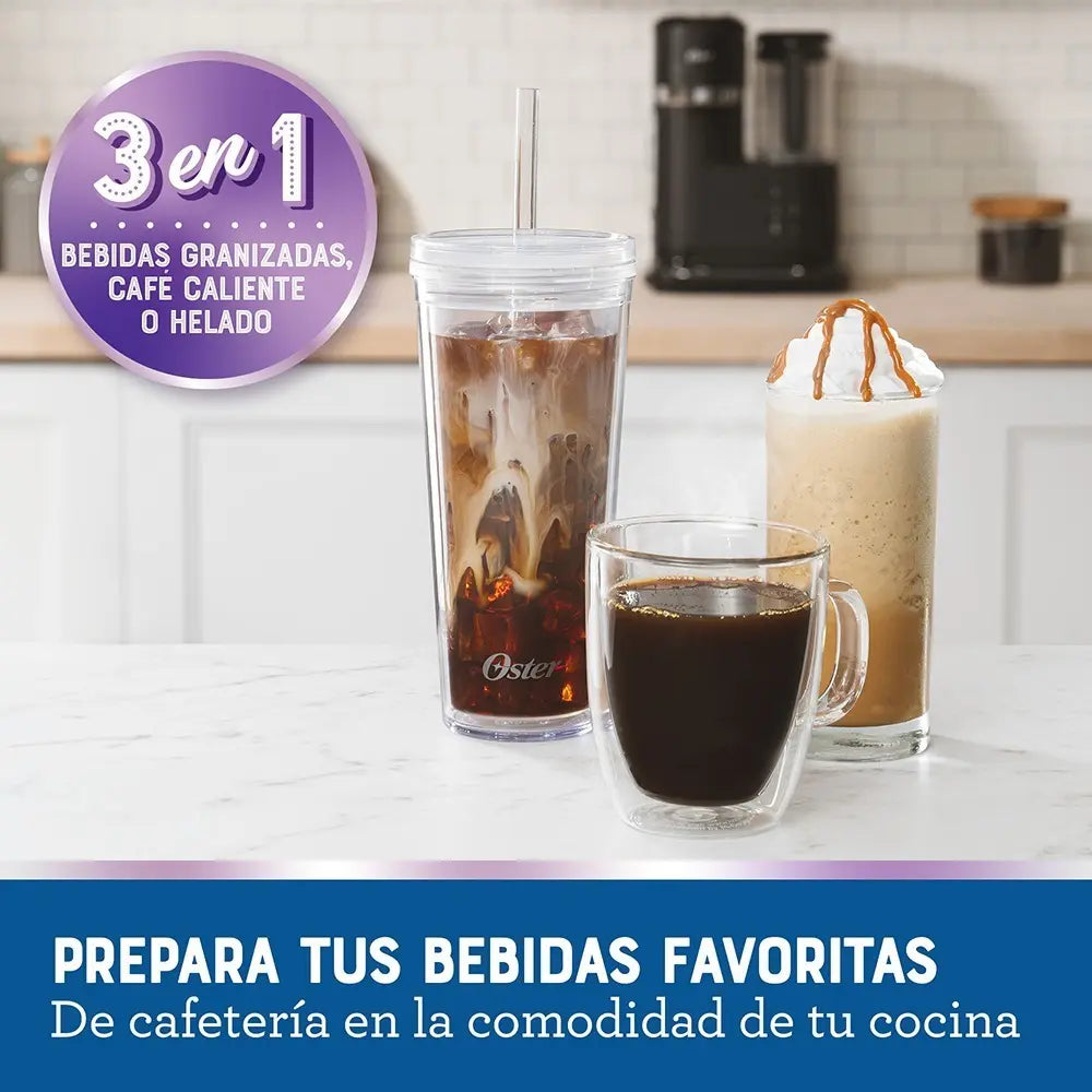Cafetera para Frappé Oster con Licuadora 3 en 1 BVSTDC03B – 650 ml, 220V
