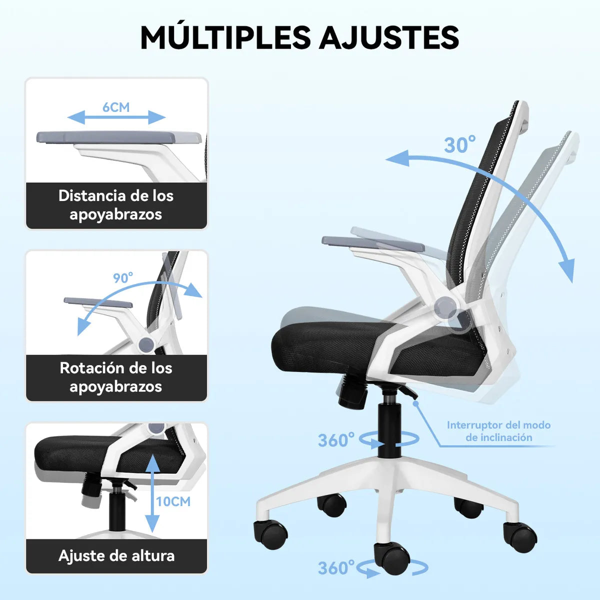 Silla Escritorio Ergonomica Vidita Rbcl24110601 Blanco -Negro