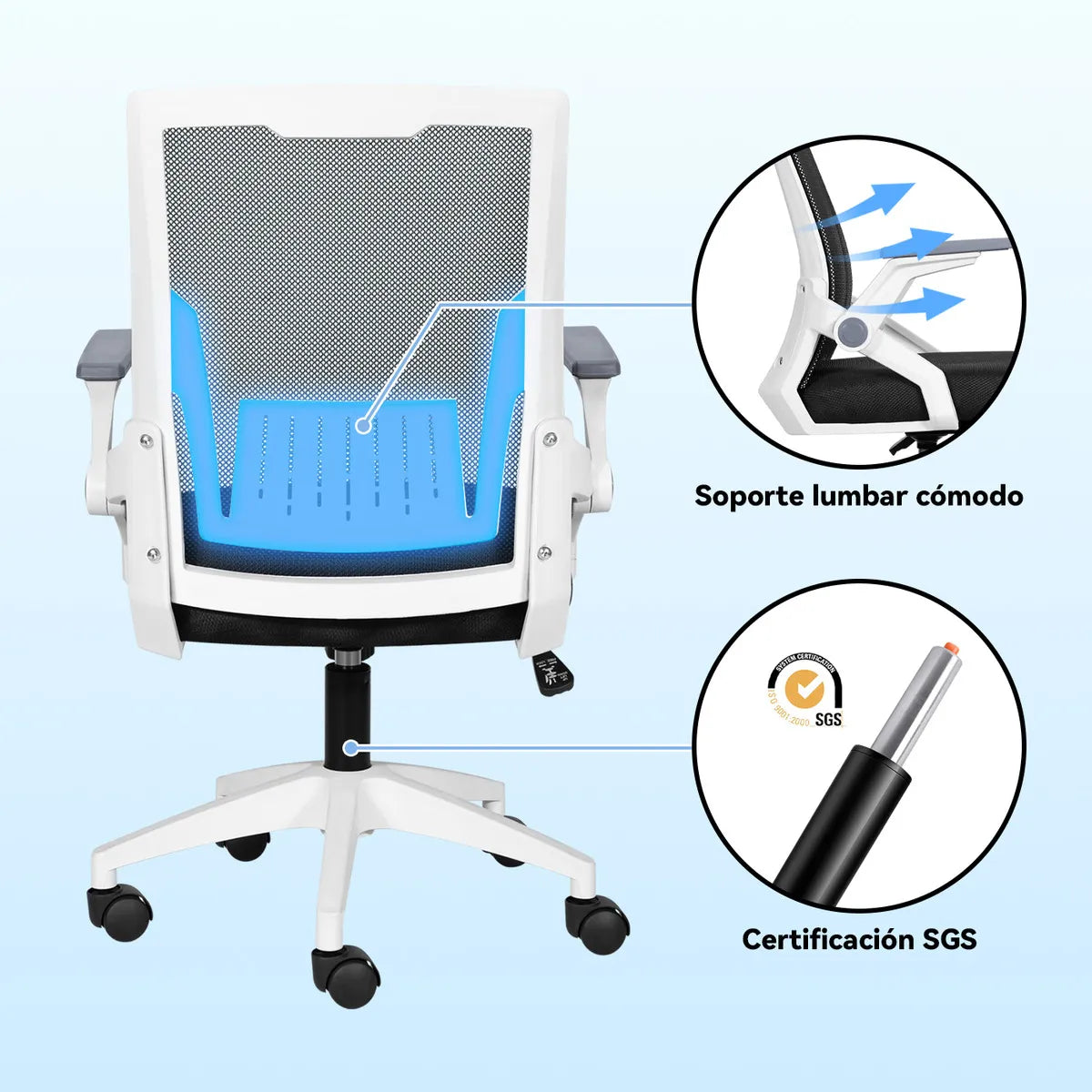 Silla Escritorio Ergonomica Vidita Rbcl24110601 Blanco -Negro