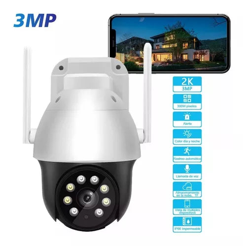 Camara De Seguridad Exterior Generico 2K Wifi Vigilancia Alarma 3Mp Blanco