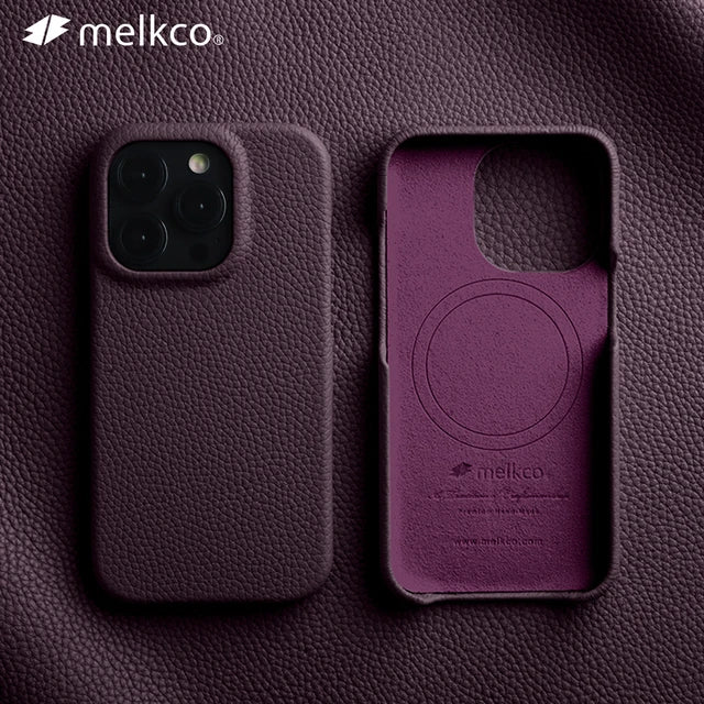 Funda De Cuero Genuino Melkco Iphone 15 Pro max / 14 plus Roxo Violeta