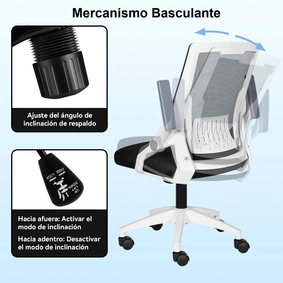 Silla Escritorio Ergonomica Vidita Rbcl24110601 Blanco -Negro