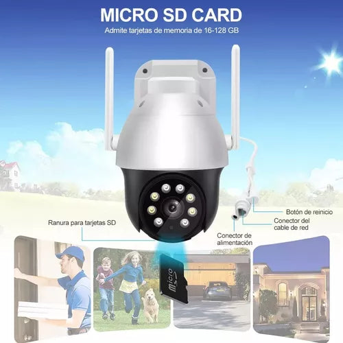 Camara De Seguridad Exterior Generico 2K Wifi Vigilancia Alarma 3Mp Blanco