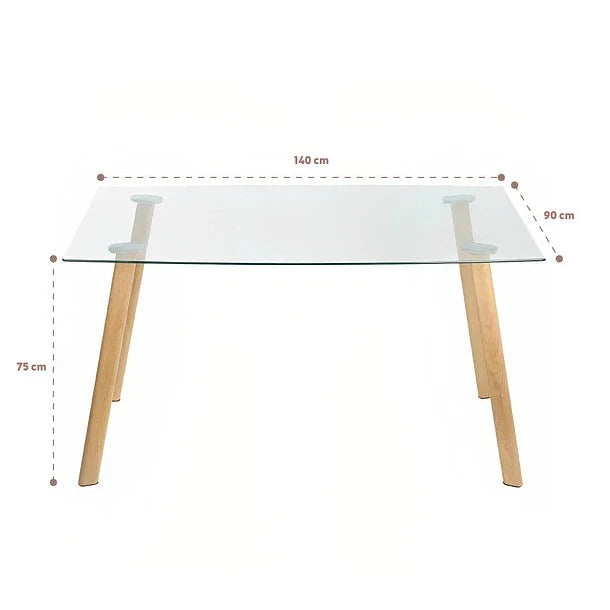 Mesa De Comedor Klik Nordica Rectangular Vidrio 140X90Cm