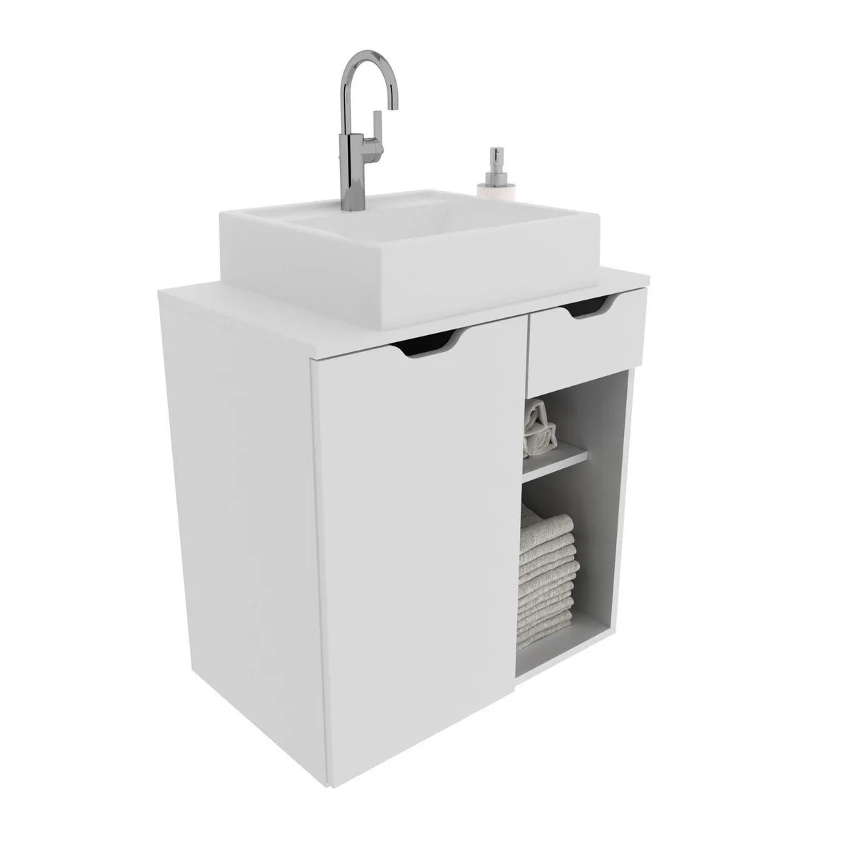 Mueble de Baño Aéreo 1 Cajón y 1 Puerta con Lavamanos, TecnoMobili BN3605.0001