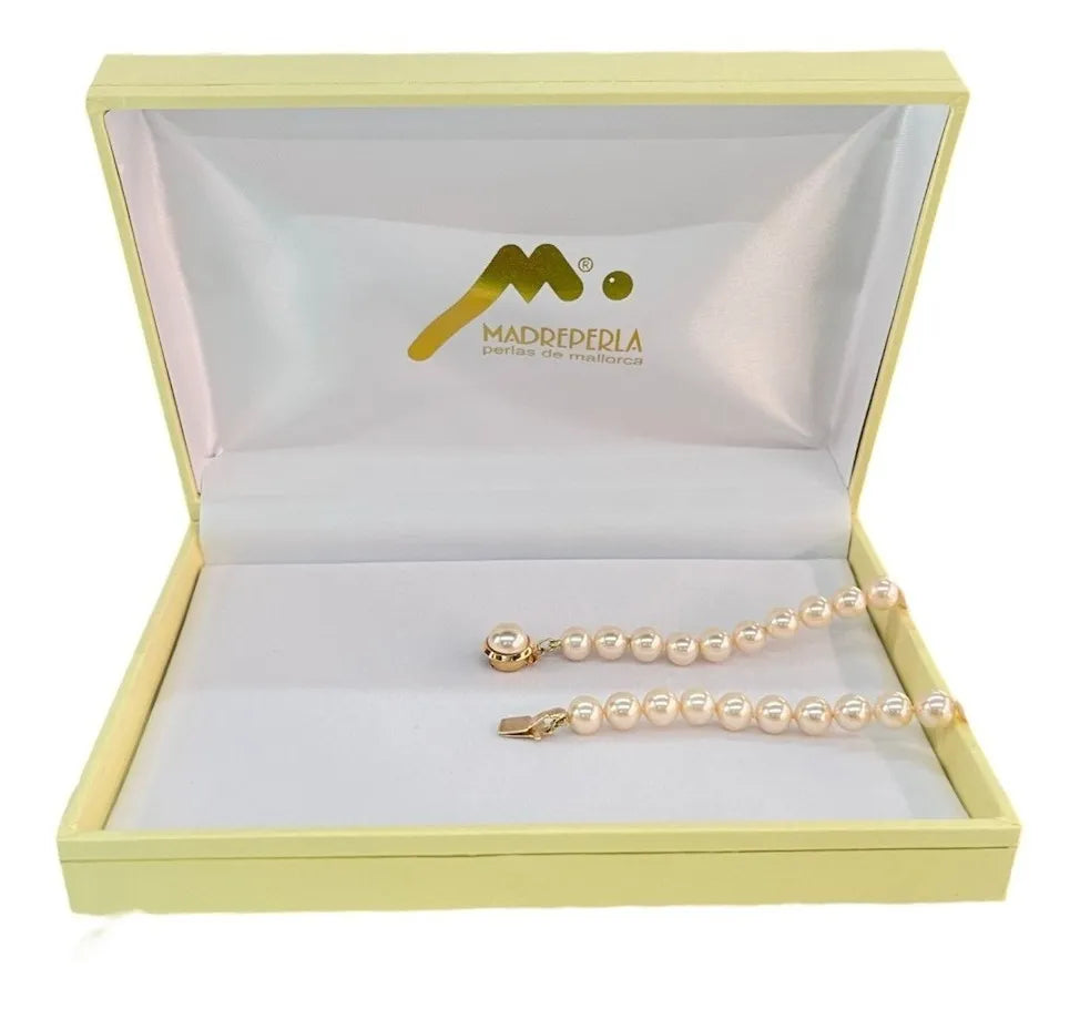 Collar  De Perlas  De Mallorca Madreperla Banado En Oro 45 Cm