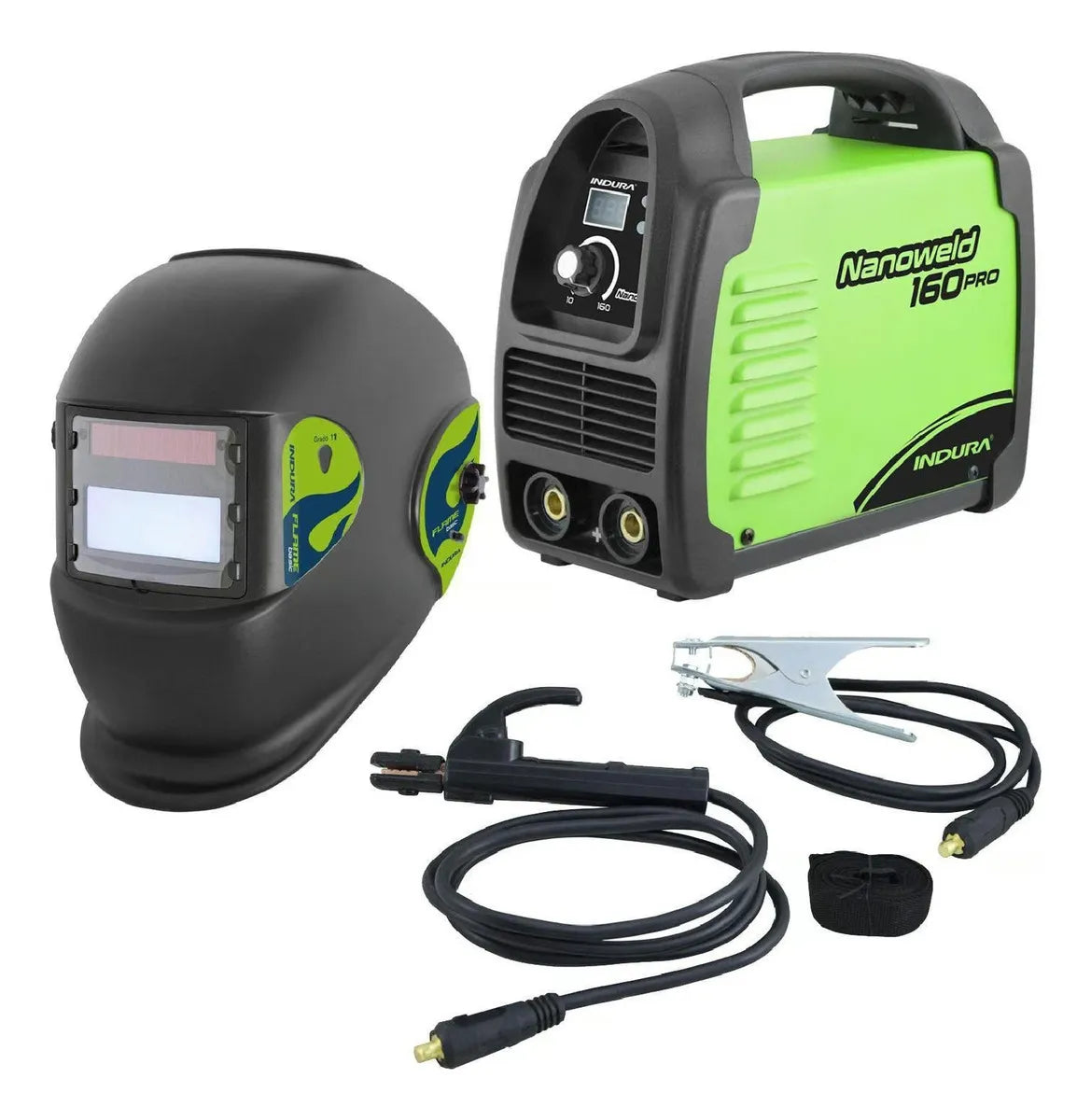 Kit Soldadora + Mascara Fotosensible Indura Nanoweld 160 Pro Verde/Negro