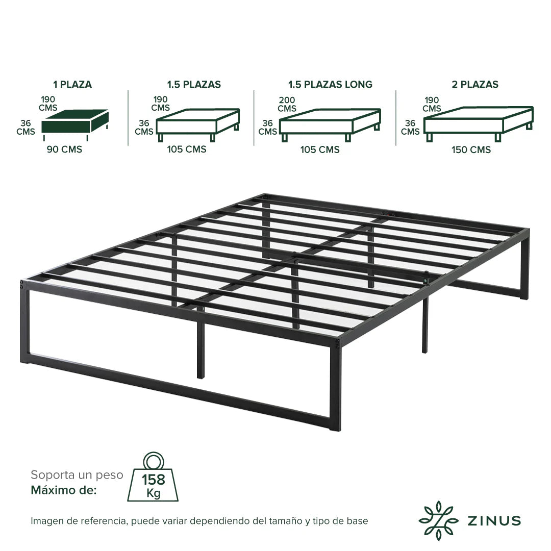 Base de Cama 1 Plaza Zinus Abel 36cm