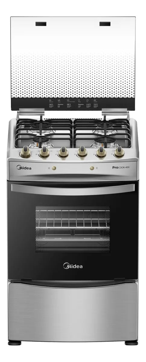 Cocina a Gas 4 Platos Midea MCG-4QPI24NS, Gris