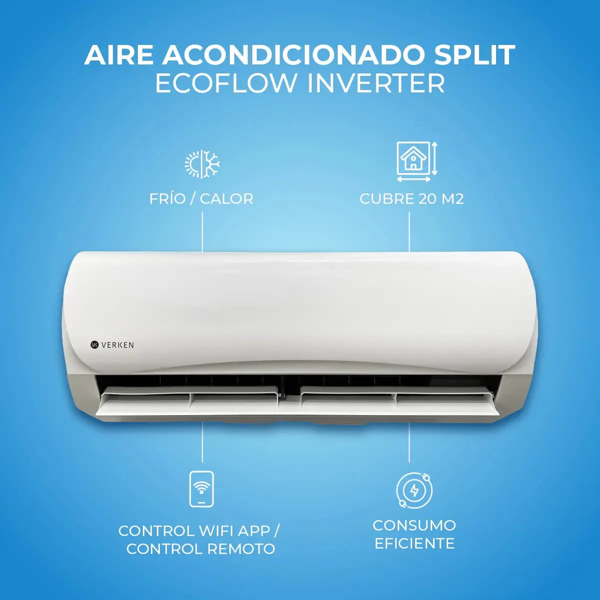 Aire Acondicionado Split Inverter 9000 BTU Verken Aeris Frío/Calor