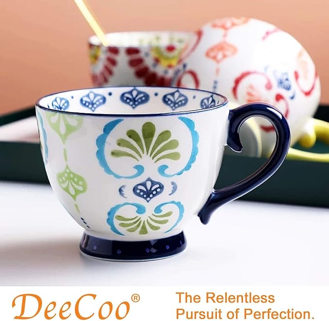 Juego De 4 Tazas De Cafe De Ceramica Deecoo Handmade  Coffee Mugs