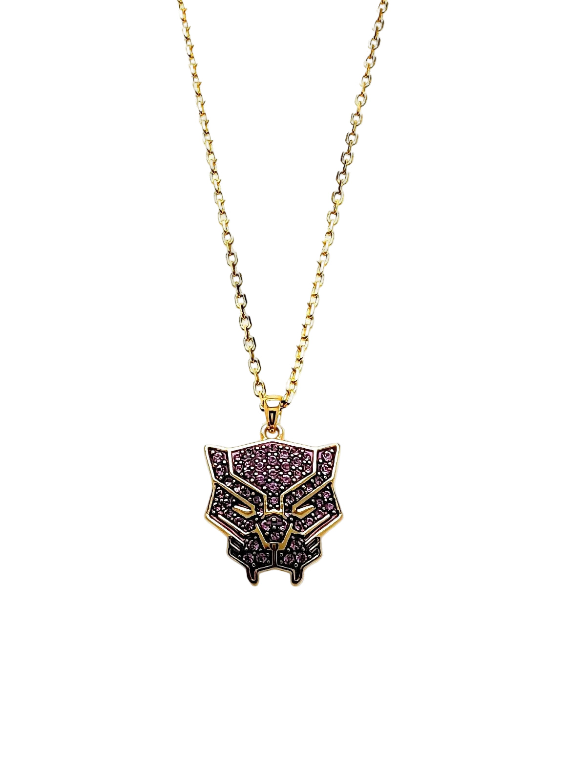 Collar Cara Pantera Marvel Swarovski 5650574 Plateado / Rosado
