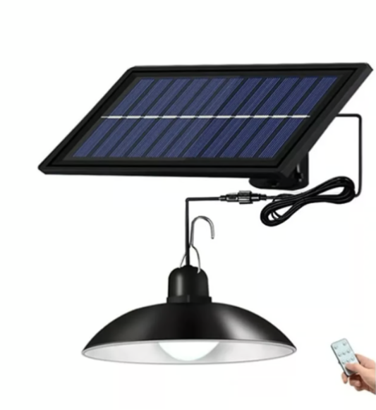 Lampara Solar Led Colgante Plafon + Control Negro 120W