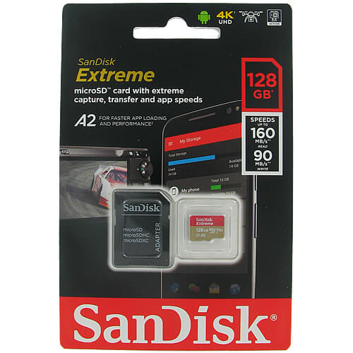 MICROSD SANDISK EXTREME A2 - SDSQXA1-128G-GN6MA 128GB - 160MB