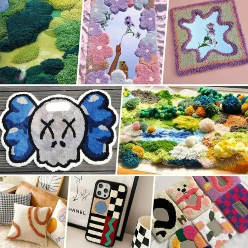 Kit Maquina Tufting con Esquiladora, Tela Base y Lanas 8pcs