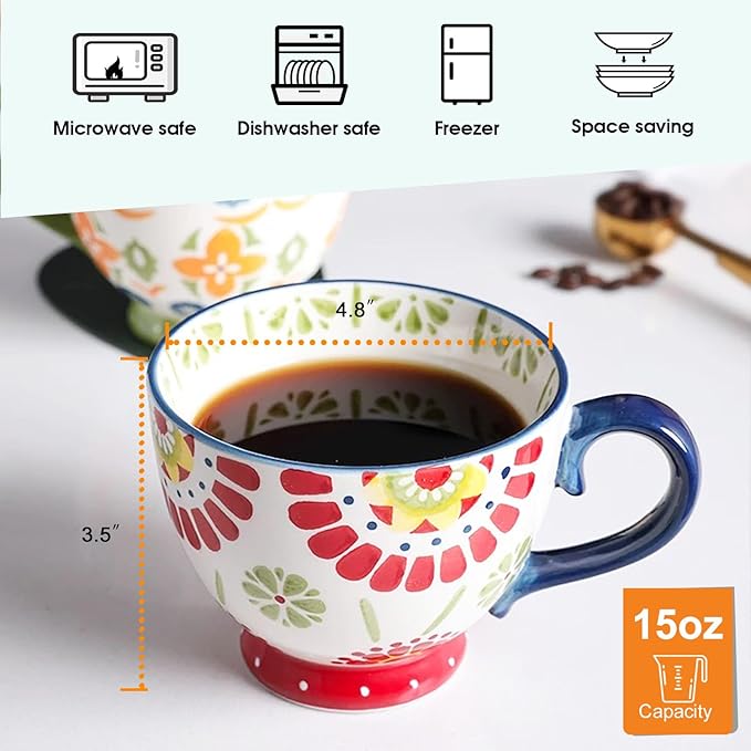 Juego De 4 Tazas De Cafe De Ceramica Deecoo Handmade  Coffee Mugs