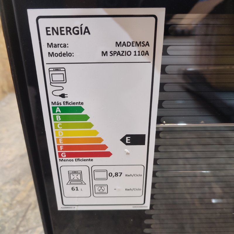 HORNO EMPOTRABLE MADEMSA M SPAZIO 110A INOX 66 LTS