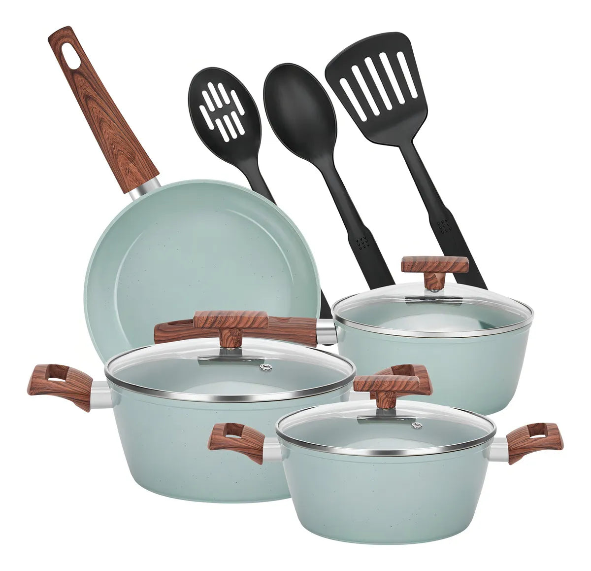Batería De Cocina Chef Choice Verde Agua 10 Pieza