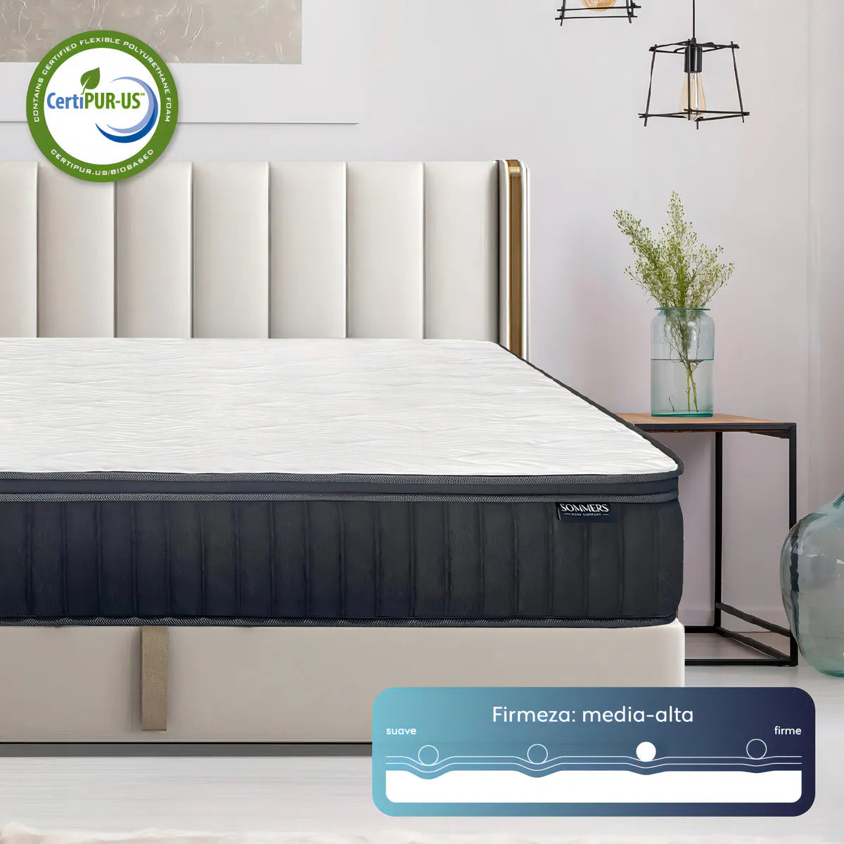 Colchón 2 Plazas Comprimido Sommers Advanced Blanco 150x190c25cm