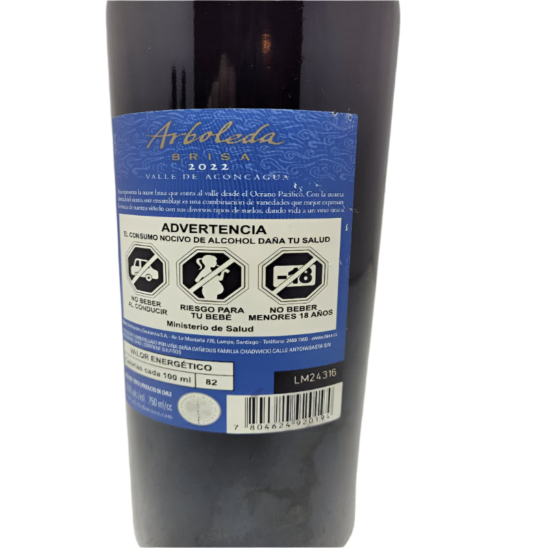 Vino Tinto Brisa Arboleda Ensamblaje Valle De Aconcagua 750 Ml 1 Botella 22022