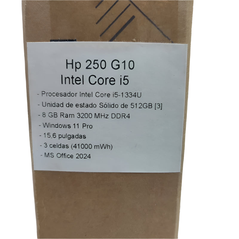 Notebook Hp 250 G10 15.6" Intel Core: I5-1334u / Ram: 8gb / Ssd: 512gb