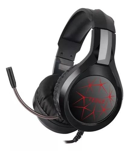 Audifono Gamer Tedge Over Ear Con Microfono Y Luz Negro