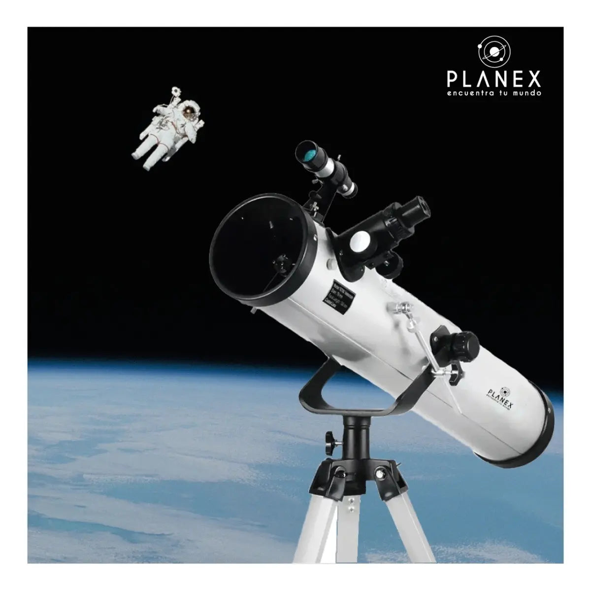 Telescopio Astronómico Newtoniano Planex F70076M + Soporte, Blanco