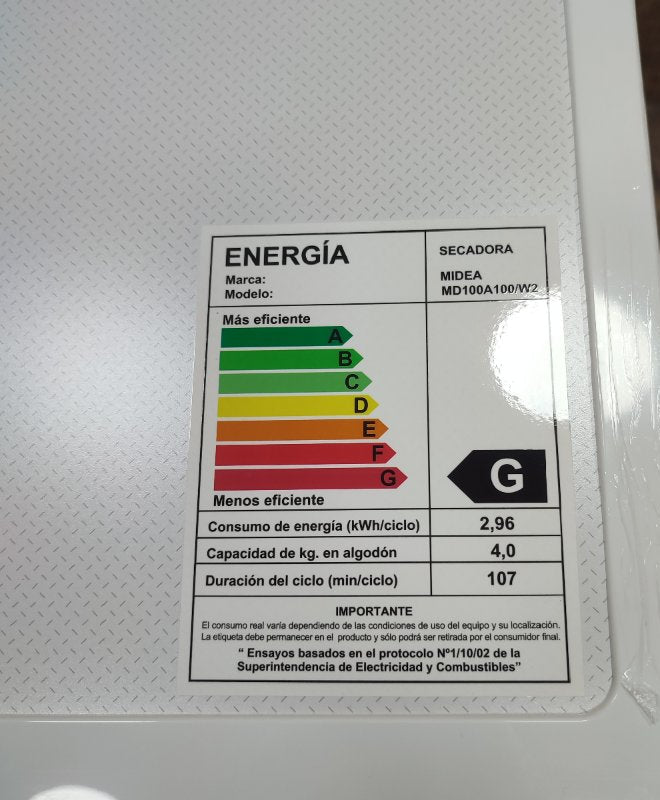 Secadora Por Ventilacion Midea Md100a100 Blanco 10 Kg