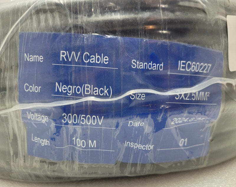 Cable Electrico  Rvv Iec60227 3x2.5mm 300/500v 100m Negro