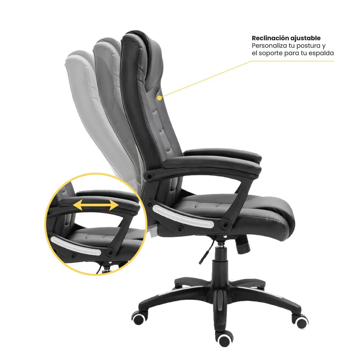 Silla de Escritorio Ejecutiva Reclinable Comfort Negra