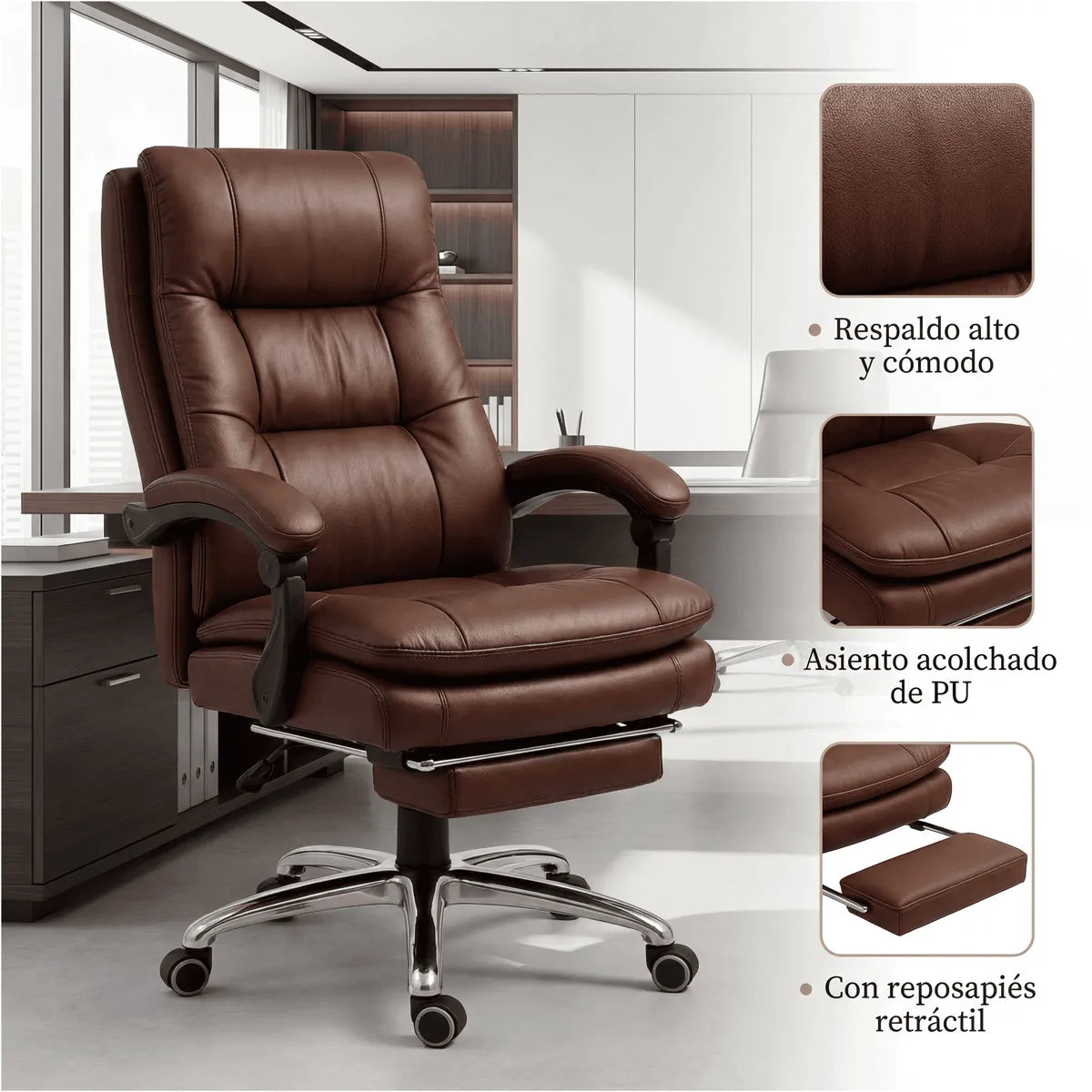 Silla de Oficina Gerencial Homer Design 202 Café