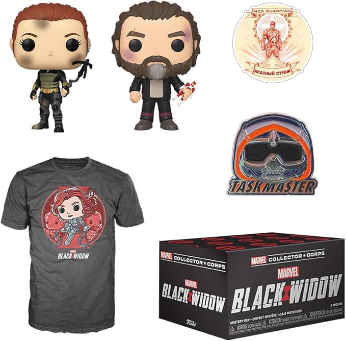 Caja de Suscripción Marvel Funko Viuda Negra con Camiseta XL y Figura Coleccionable