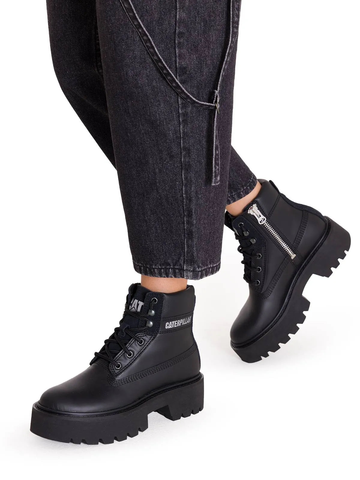 Botin Cat Colorado Max Ws6 Zip Negro 39 Femenino