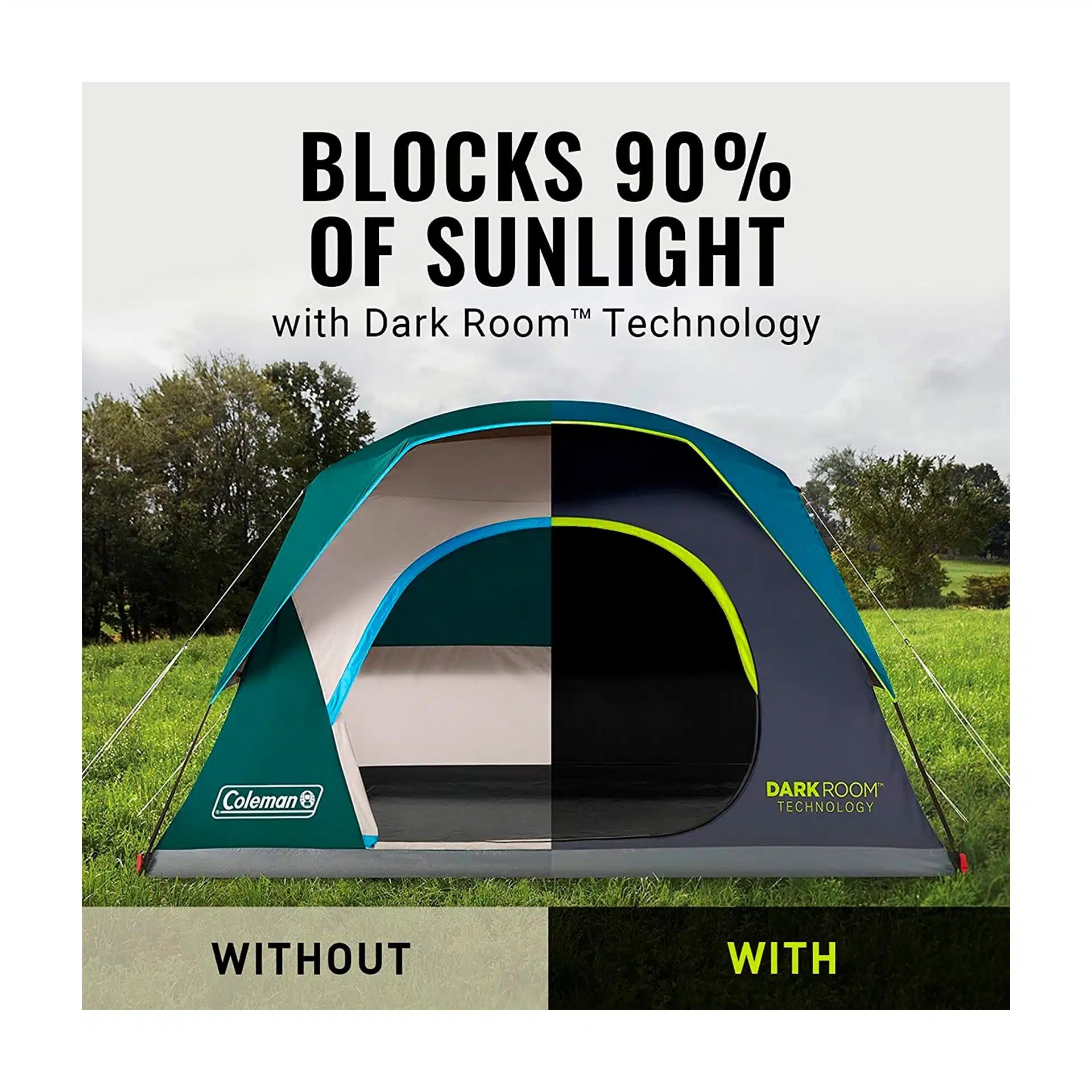 Carpa Coleman 4 Personas Skydome Dark Room, Azul y Verde