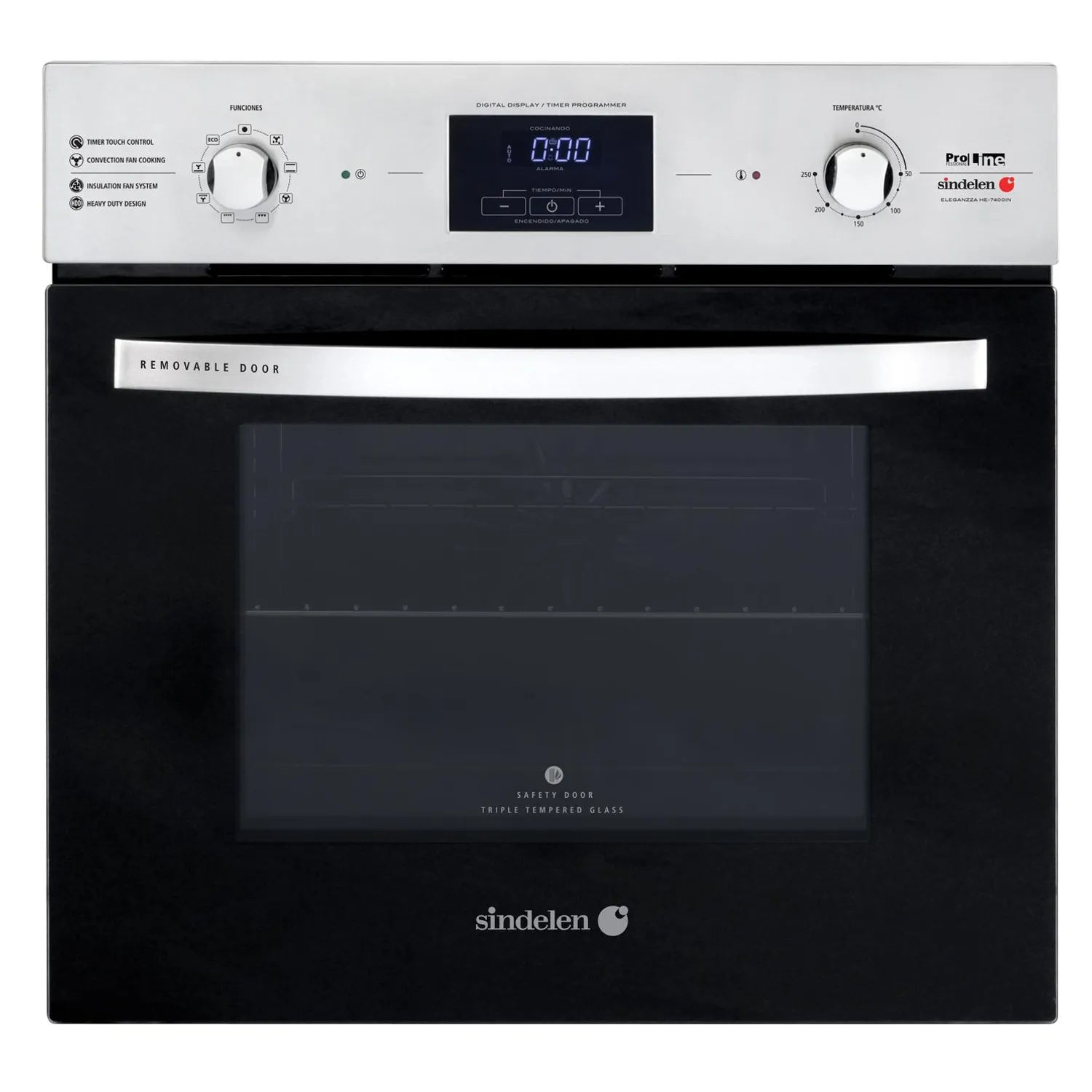 KIT HORNO EMPOTRABLE + CAMPANA + ENCIMERA SINDELEN HE-7400IN - CA650PS - CEG-4650IN