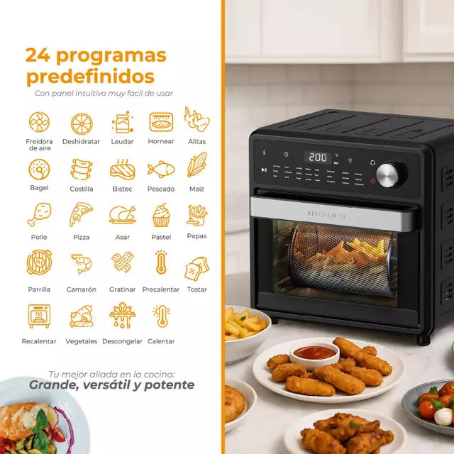 Freidora de Aire Kitchen-It Full Edition 15 Litros, Negro