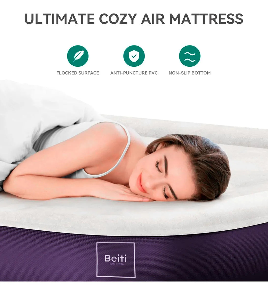 Colchon Cama Inflable Beiti Electrico 2 Plazas 203x125x47cm