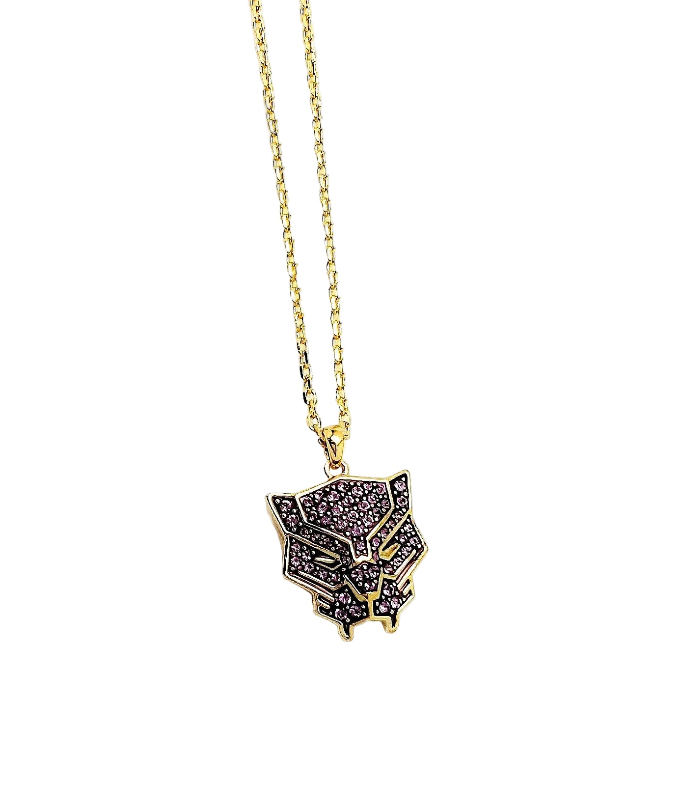 Collar Cara Pantera Marvel Swarovski 5650574 Plateado / Rosado