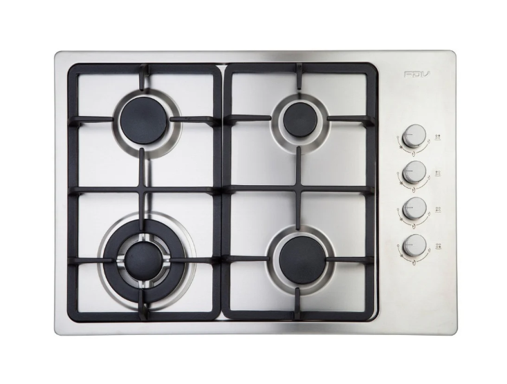 Encimera de Gas Empotrable FDV Design 60 cm - 4 Quemadores (1 Triple Corona), Gris