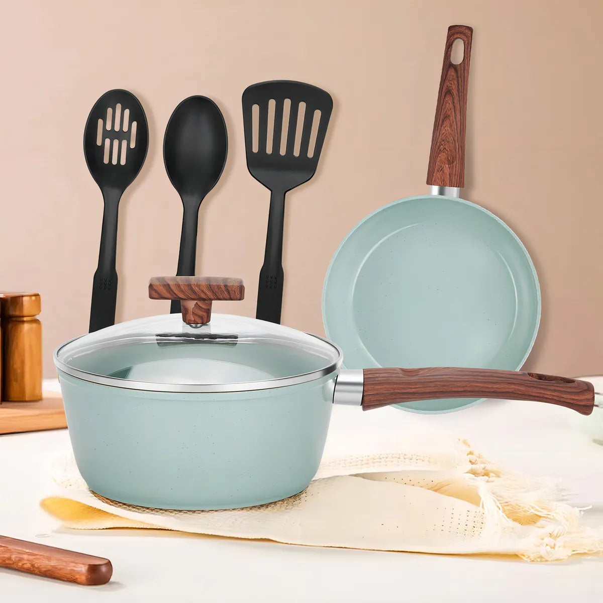 Batería De Cocina Chef Choice Verde Agua 10 Pieza