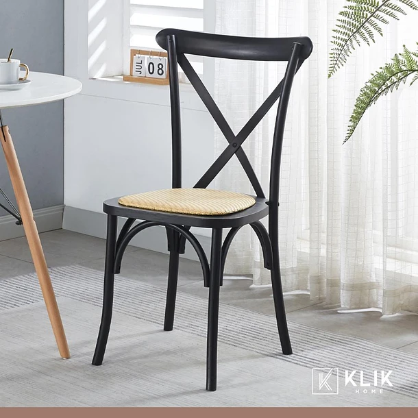Silla Klik Crossback Madera Rattan Negra