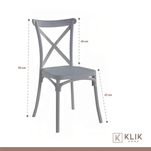 SILLA DE TERRAZA EXTERIOR O COMEDOR KLIK CROSSBACK DANUBIO GRIS